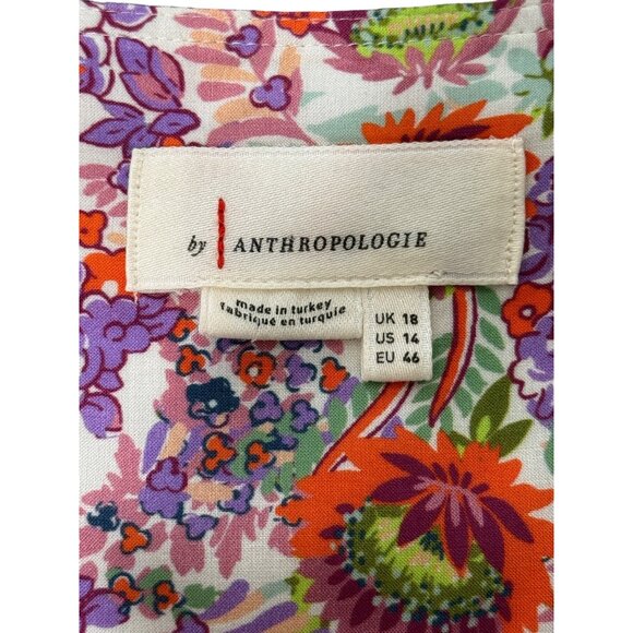 Anthropologie Floral Midi Dress - White and Purple - Picture 6 of 12